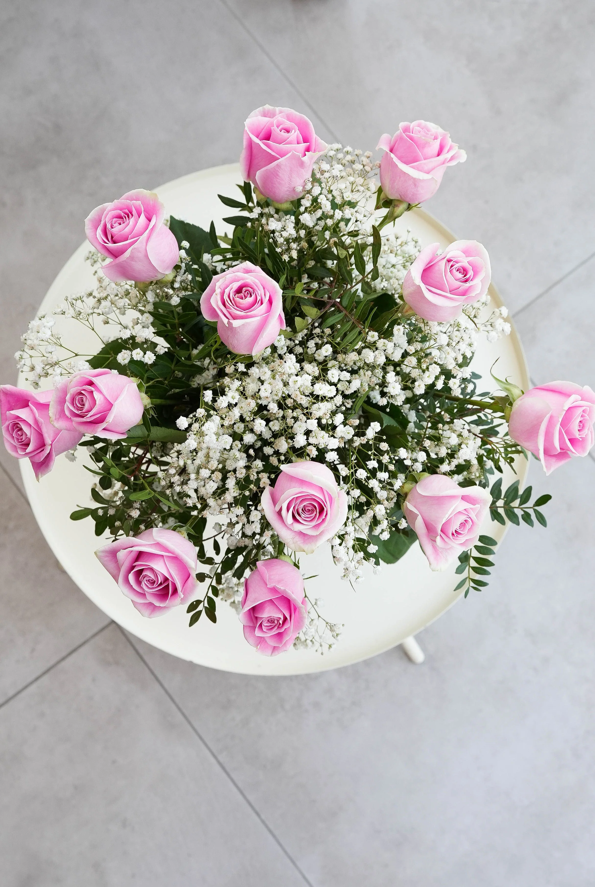 Birthday 12 Long Stem Pink Roses - Vase - Image 4