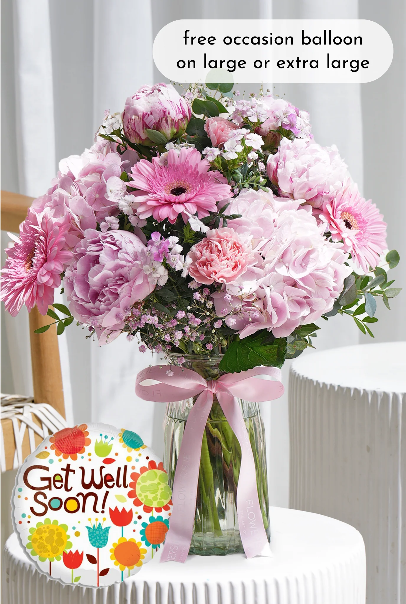 Get Well Peony Pretty Pink - Vase - Image 4