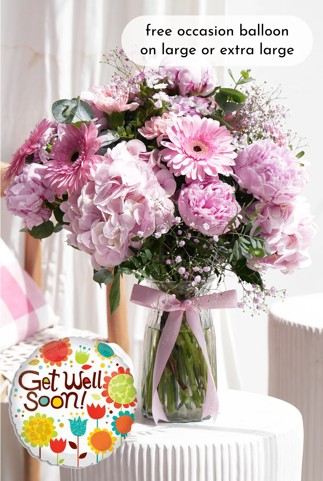 Get Well Peony Pretty Pink - Vase - Image 6