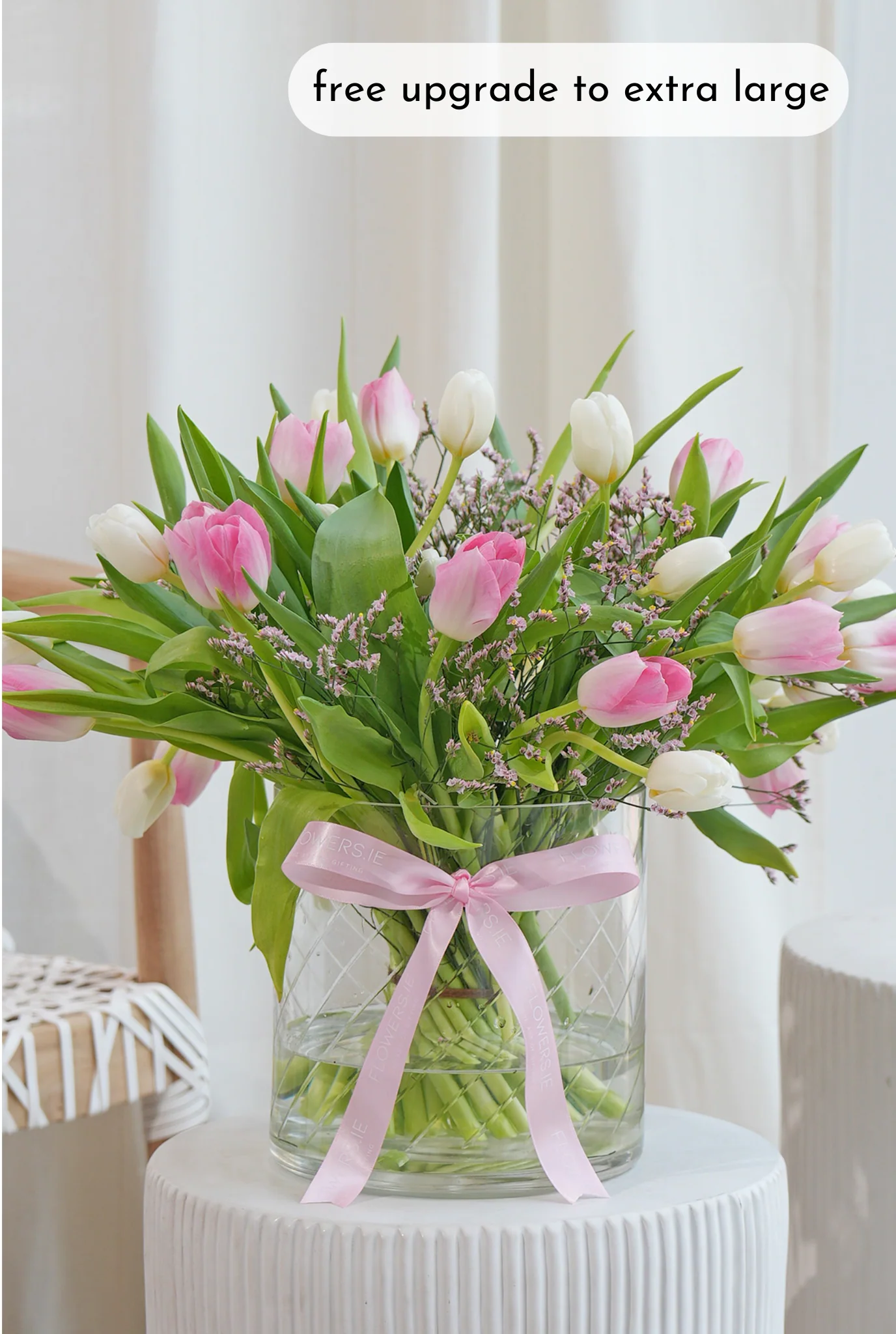 Luxury Pink and White Tulips - Vase - Image 3