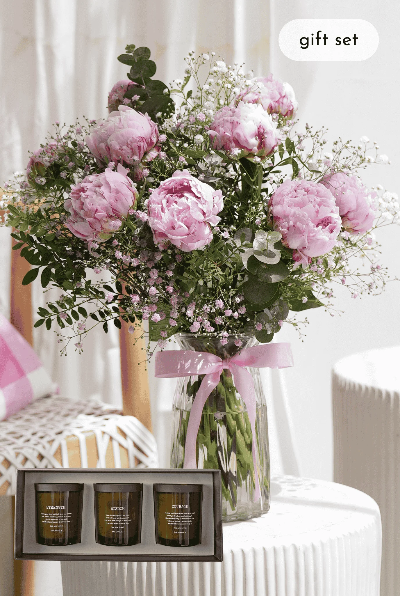 Luxury Pink Peony - Vase Gift Set - Image 4