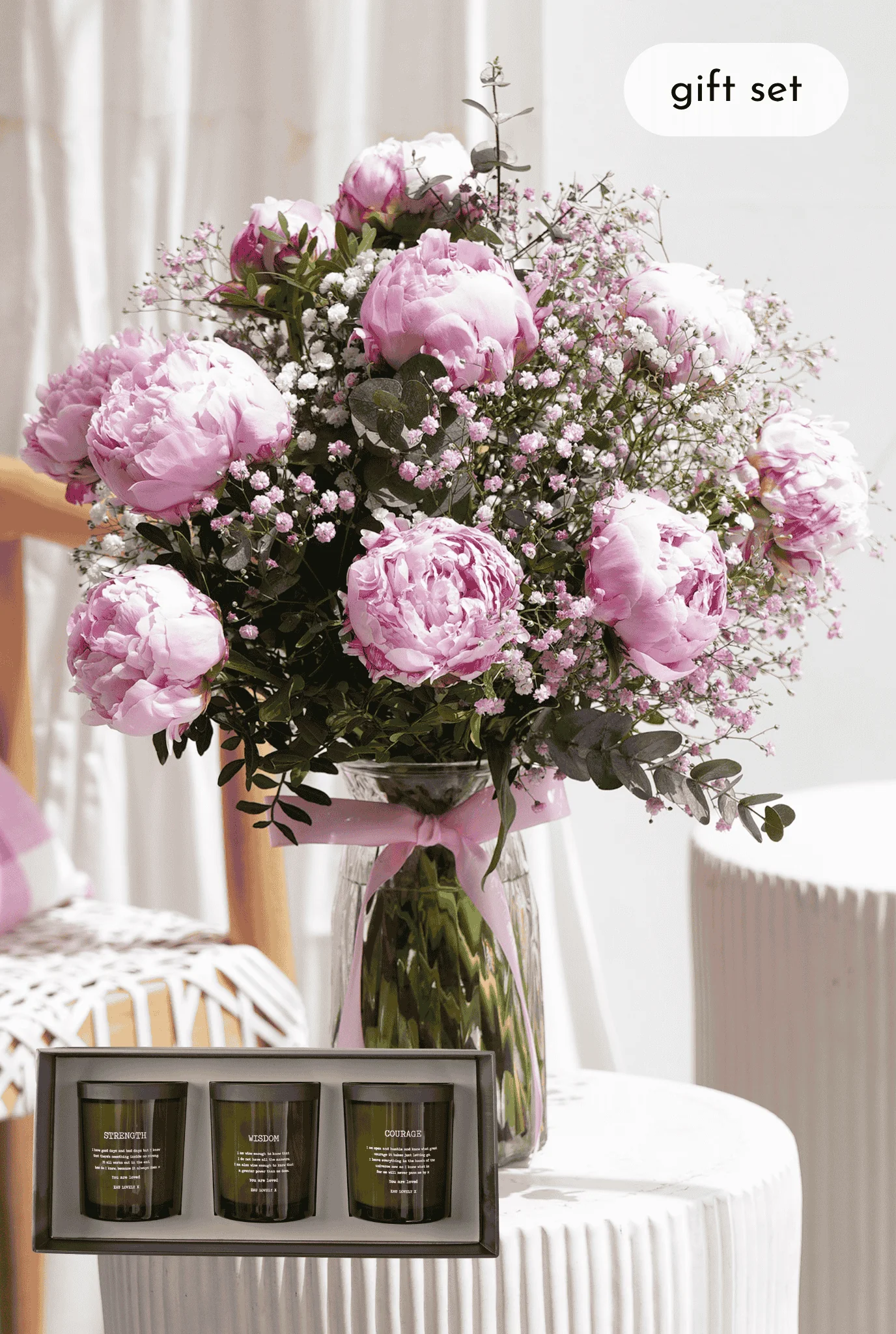 Luxury Pink Peony - Vase Gift Set - Image 6