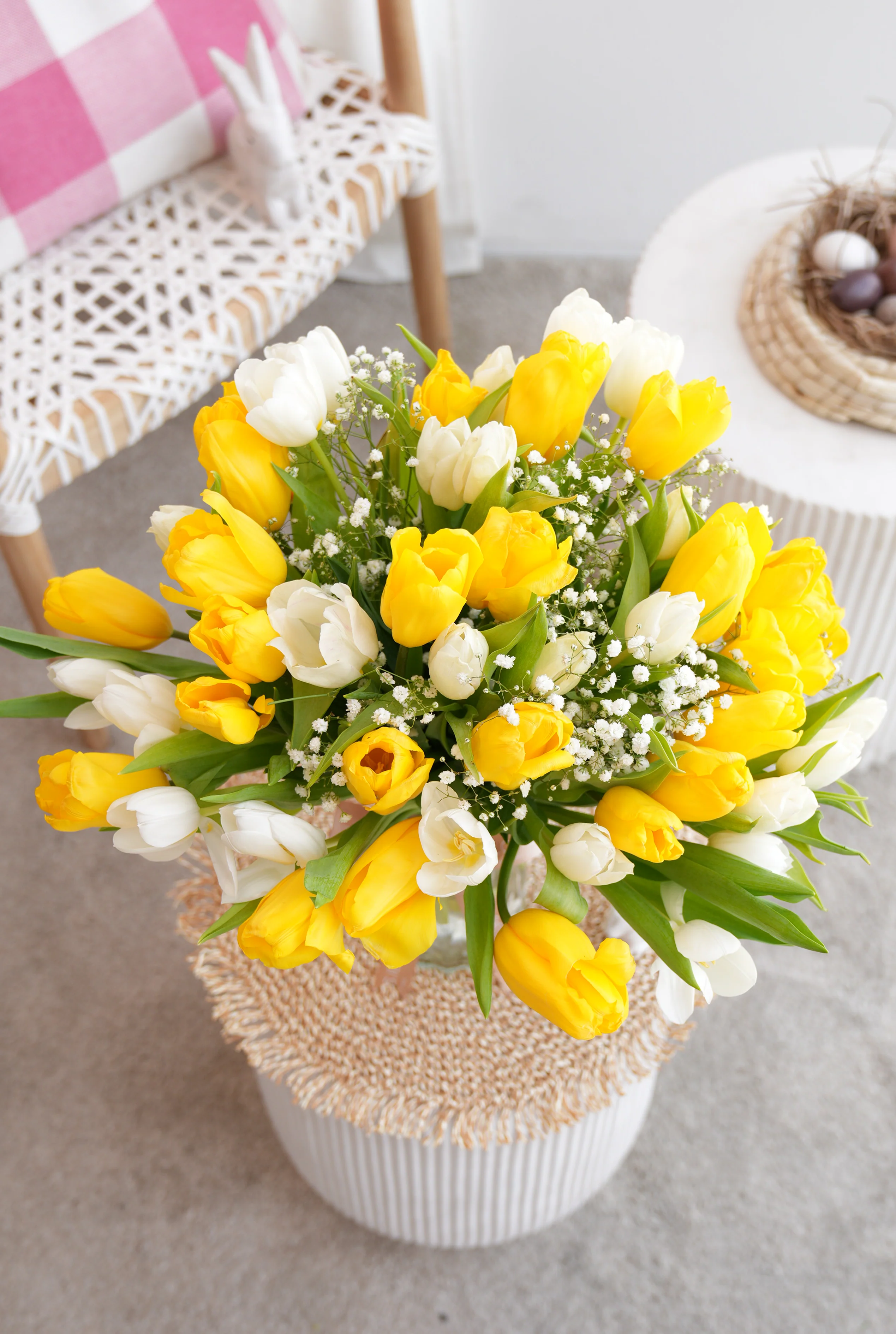 Luxury White & Yellow Tulips - Vase - Image 10