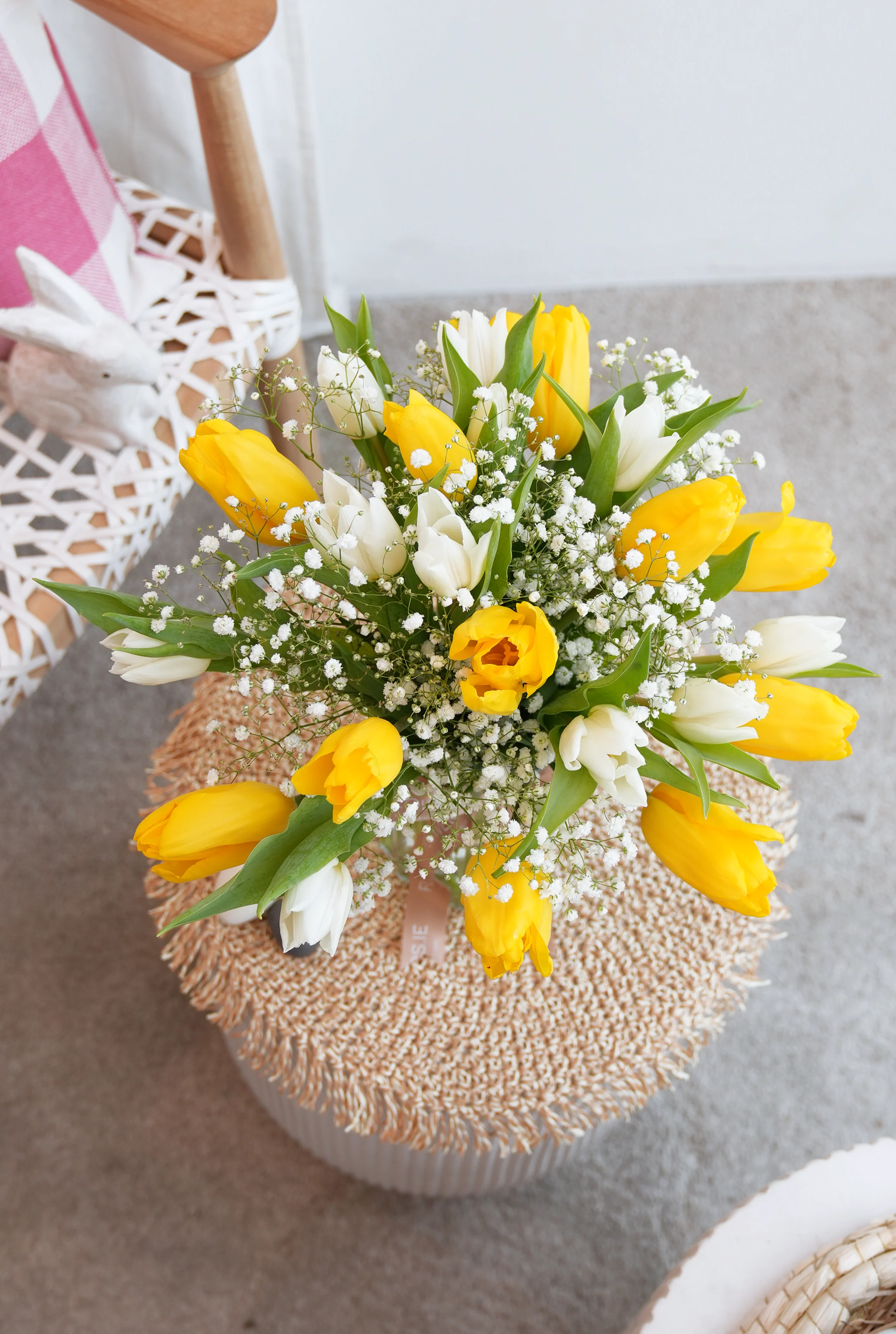 Luxury White & Yellow Tulips - Vase - Image 2