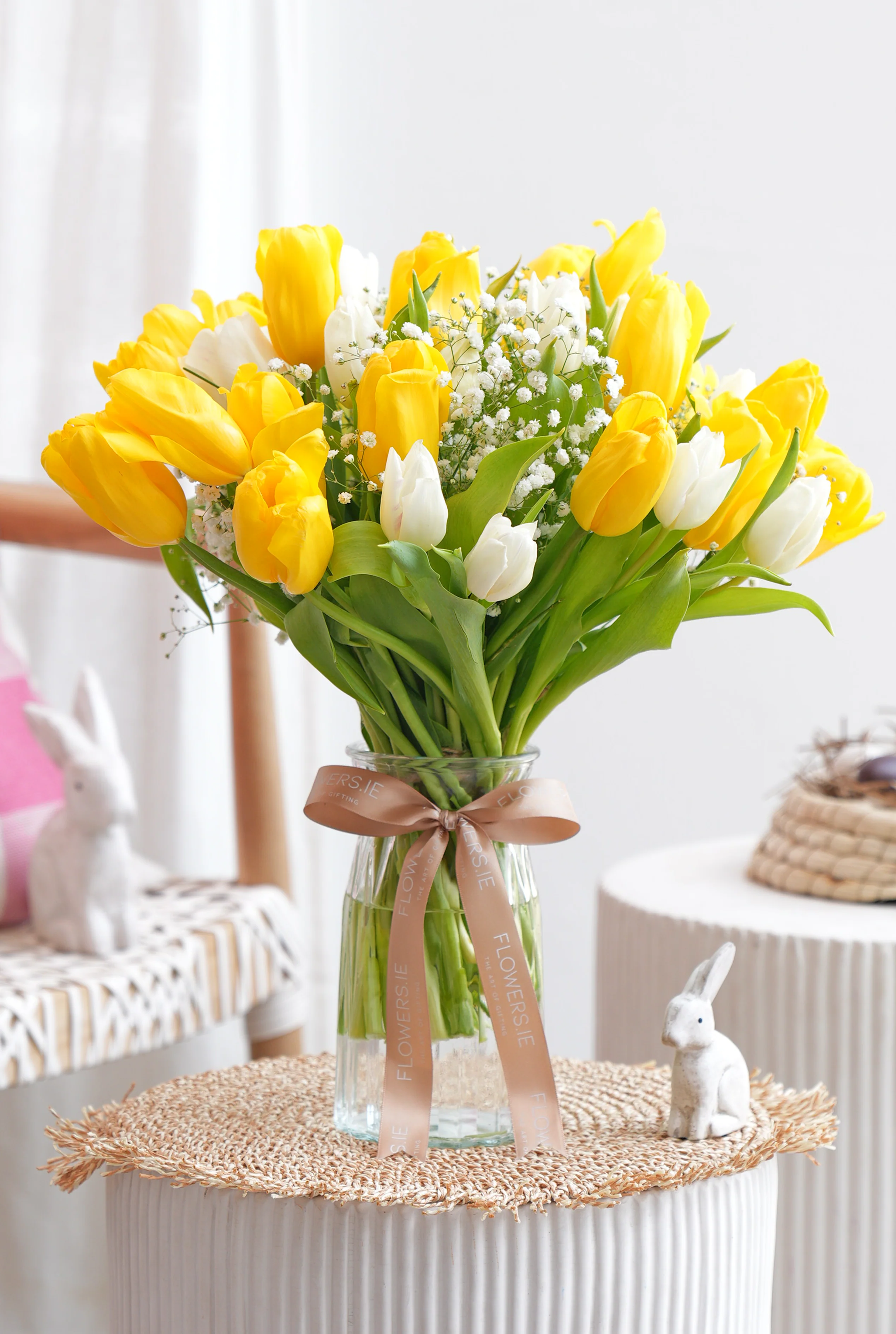 Luxury White & Yellow Tulips - Vase - Image 3