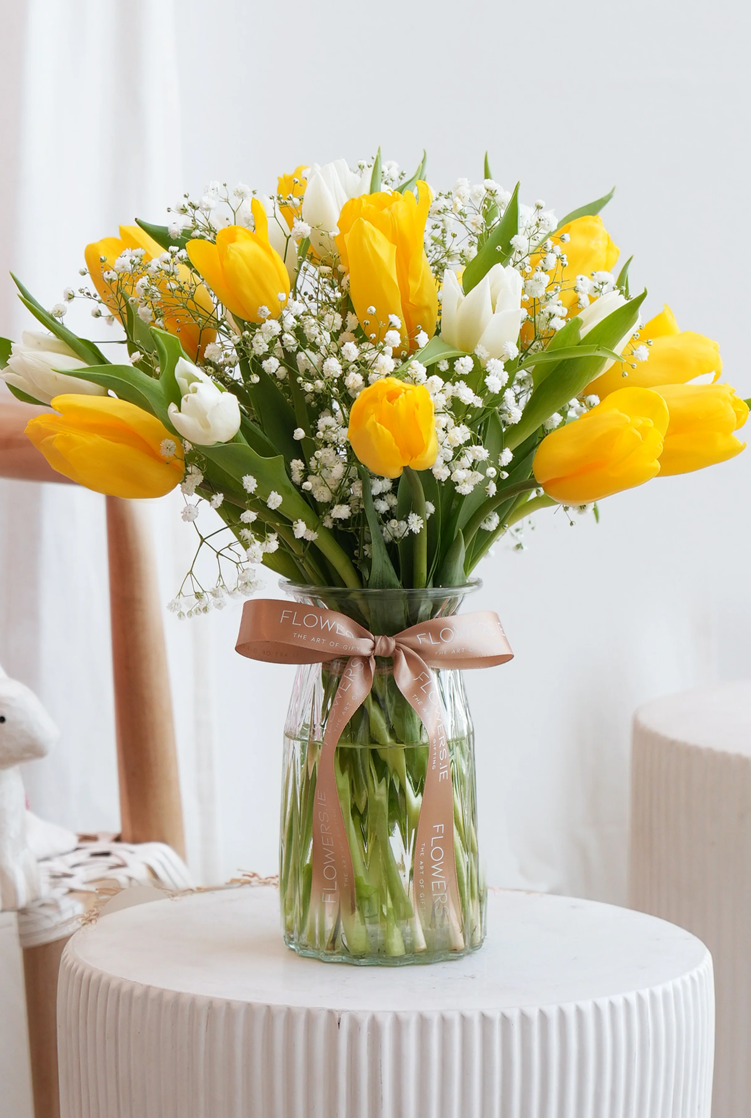 Luxury White & Yellow Tulips - Vase - Image 4