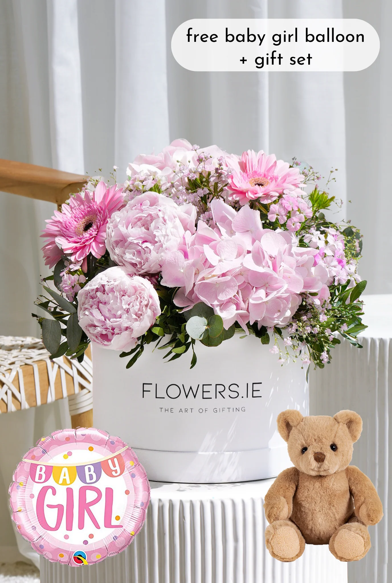 New Baby Girl Peony Pretty Pink - Hatbox - Image 4