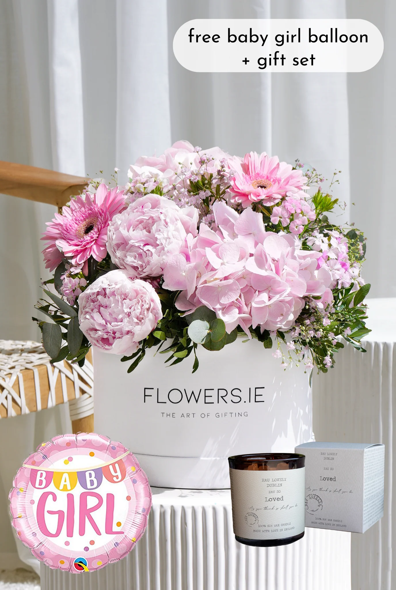 New Baby Girl Peony Pretty Pink - Hatbox - Image 5