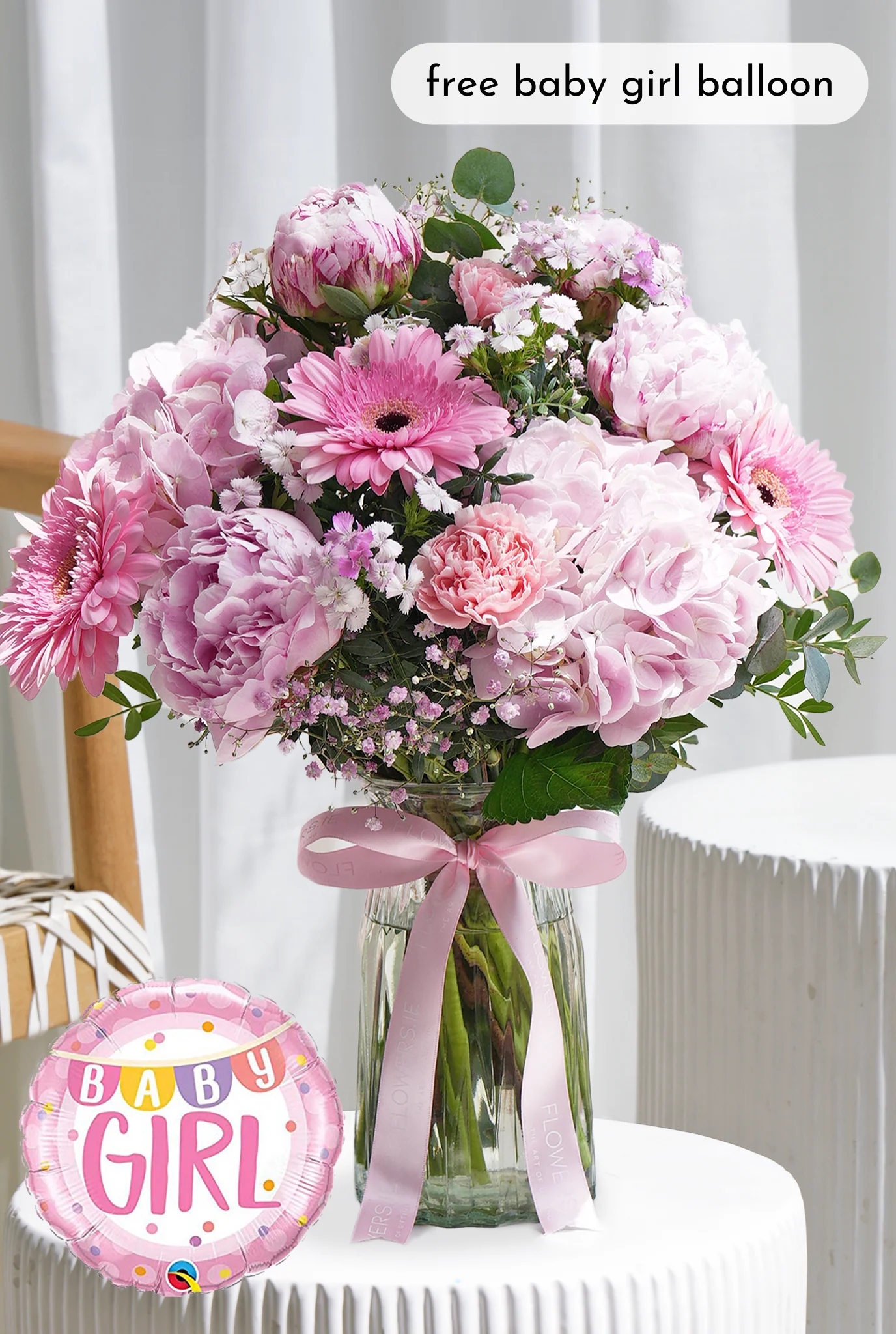New Baby Girl Peony Pretty Pink - Vase - Image 6