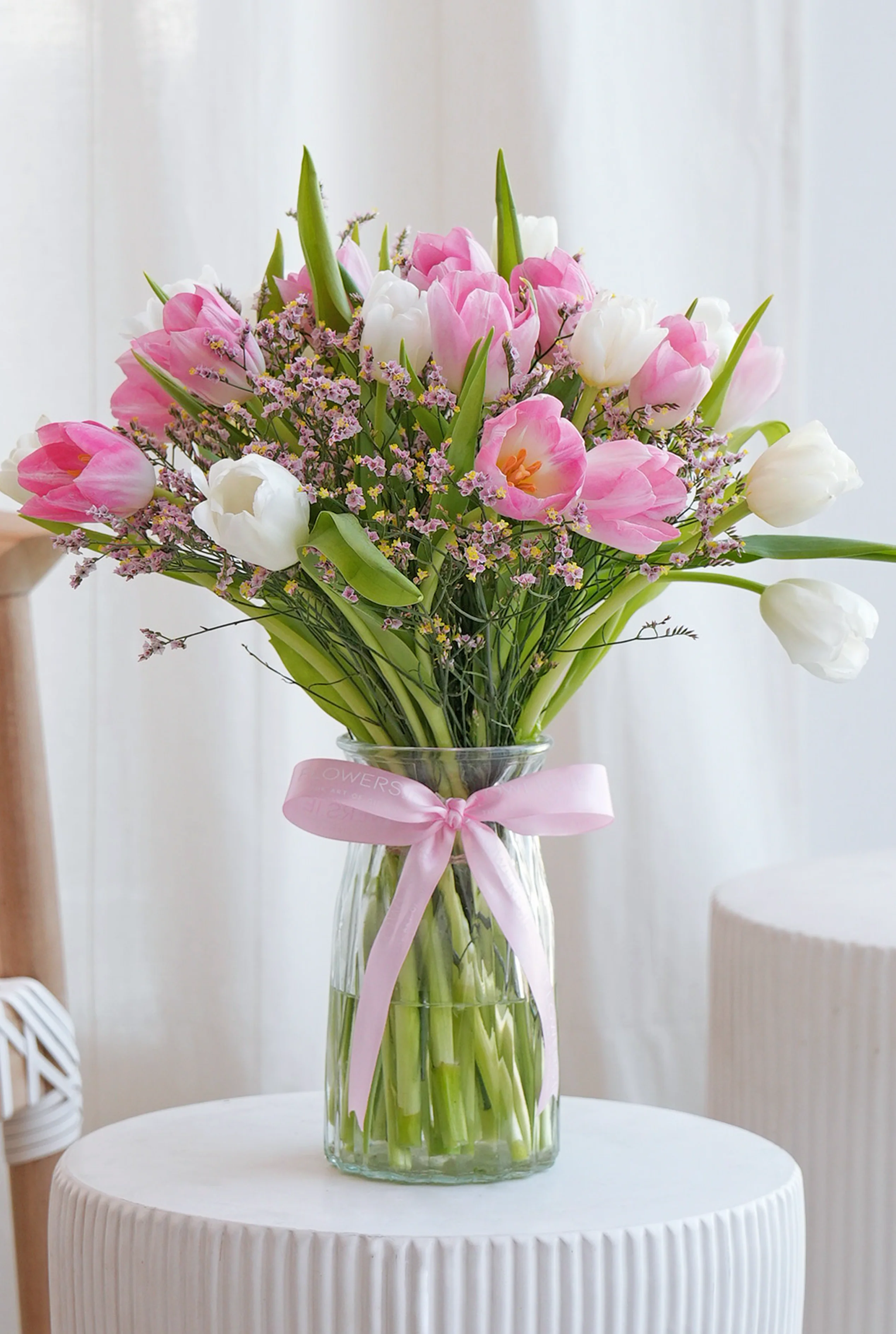 Luxury Pink and White Tulips - Vase - Image 4