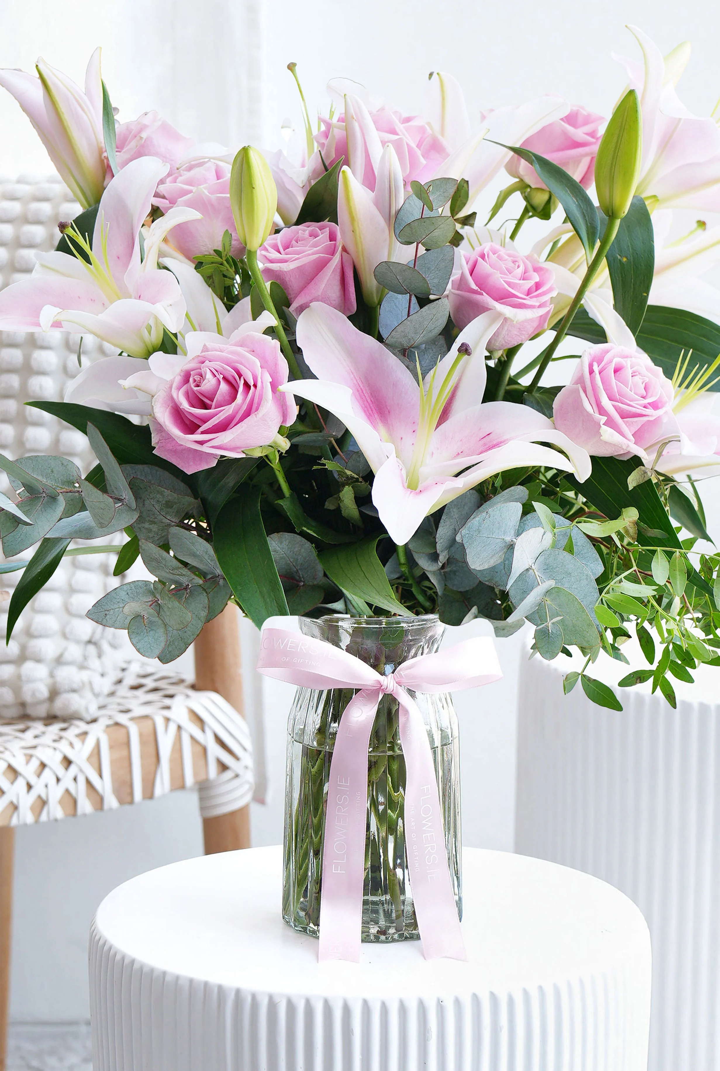 Pink Roses and Pink Lily - Vase - Image 3