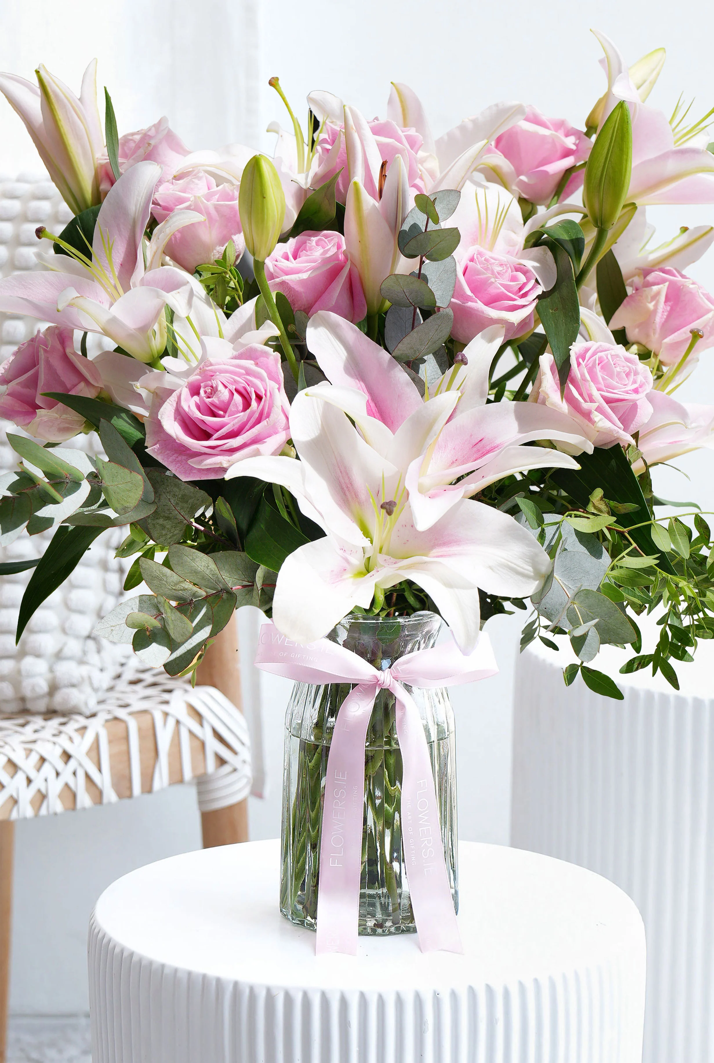 Pink Roses and Pink Lily - Vase - Image 4