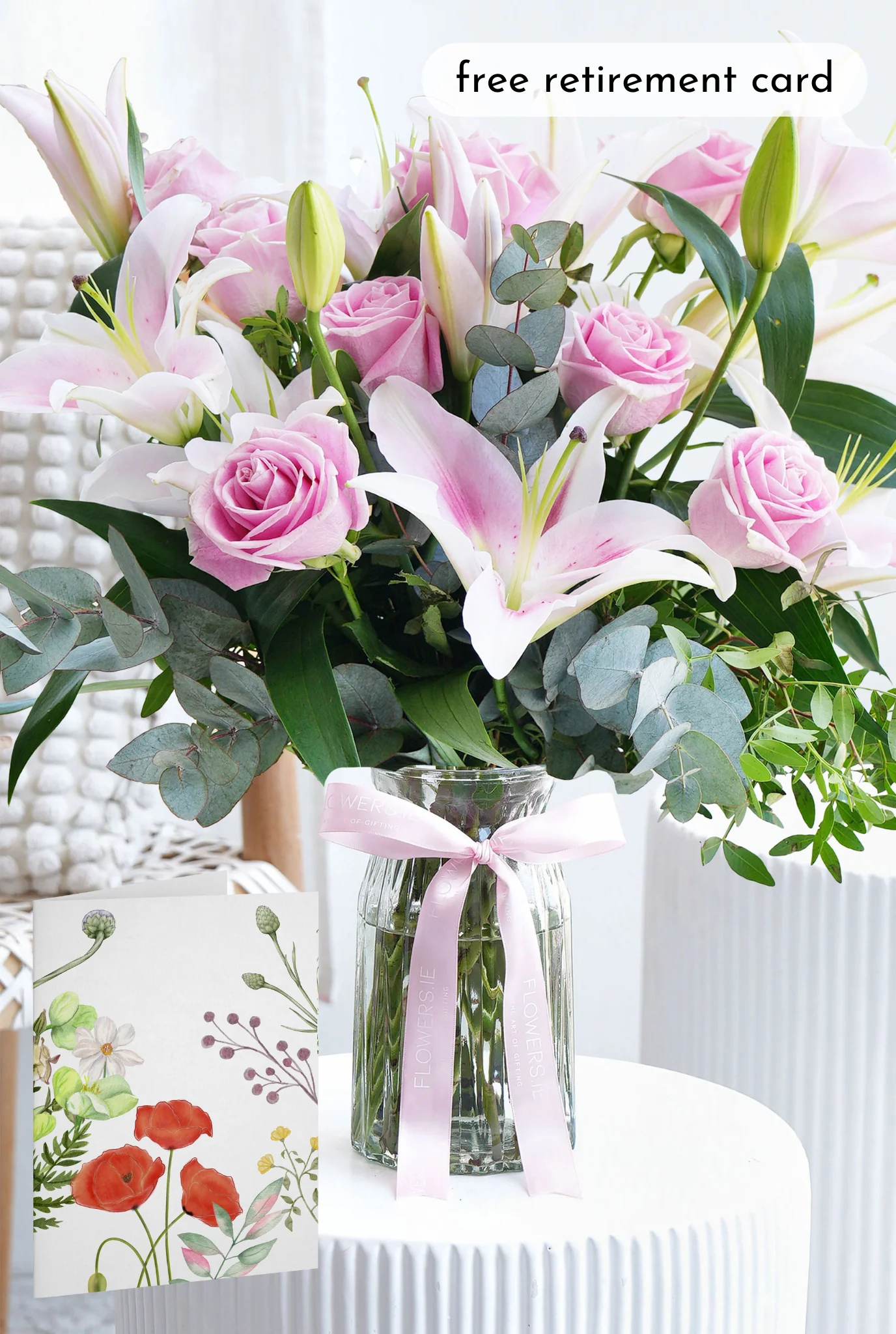 Pink Roses and Pink Lily - Vase - Image 3