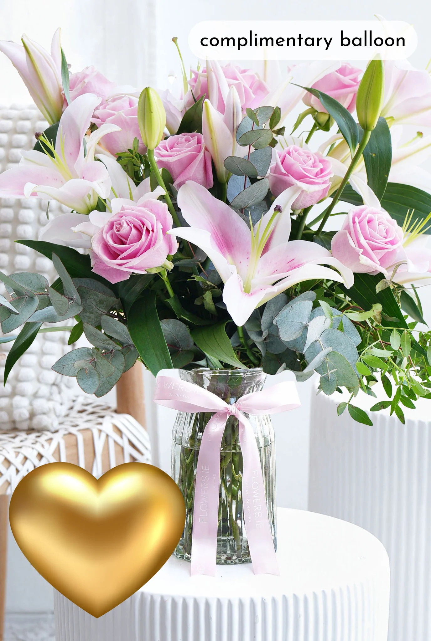 Pink Roses and Pink Lily - Vase - Image 3