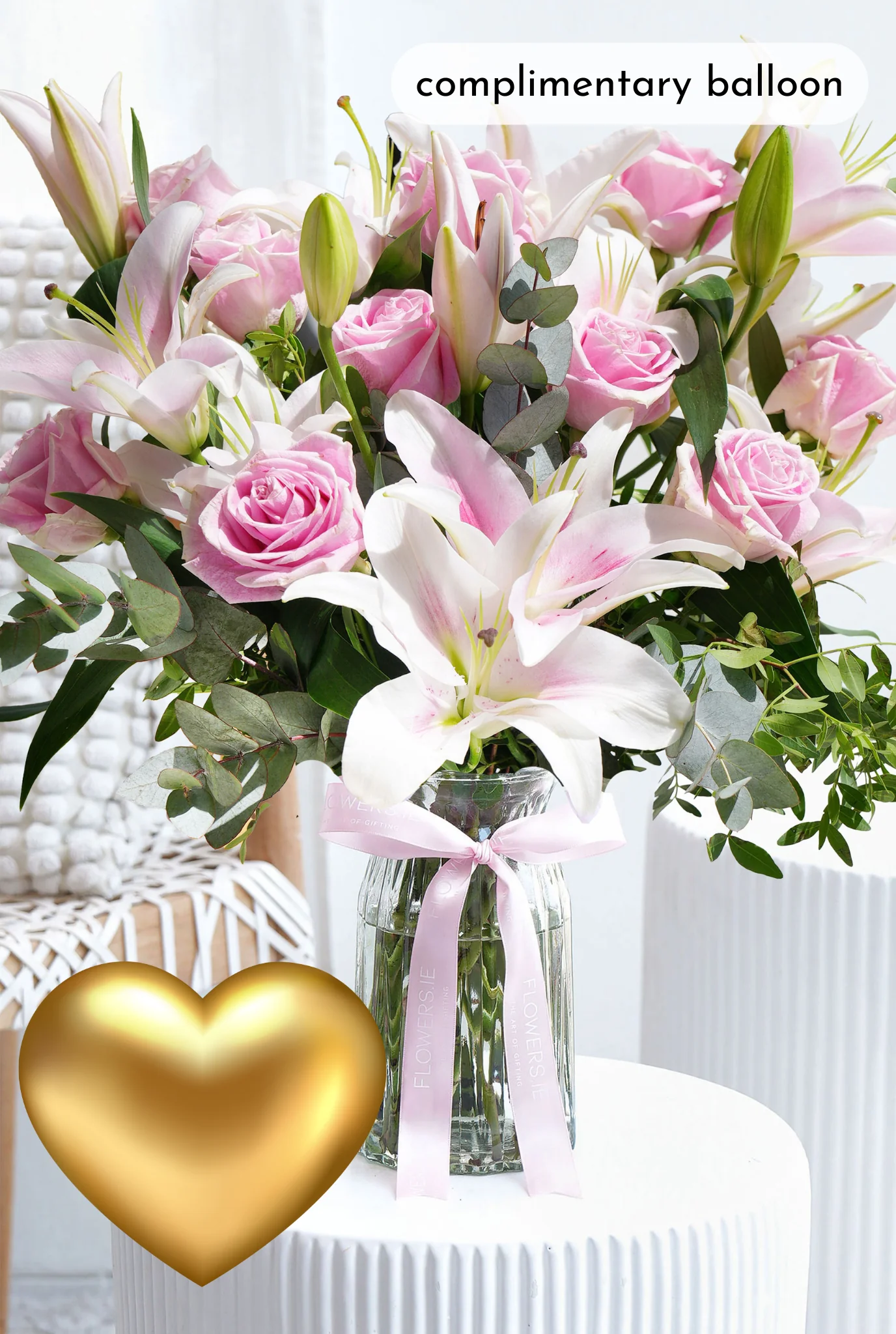 Pink Roses and Pink Lily - Vase - Image 4