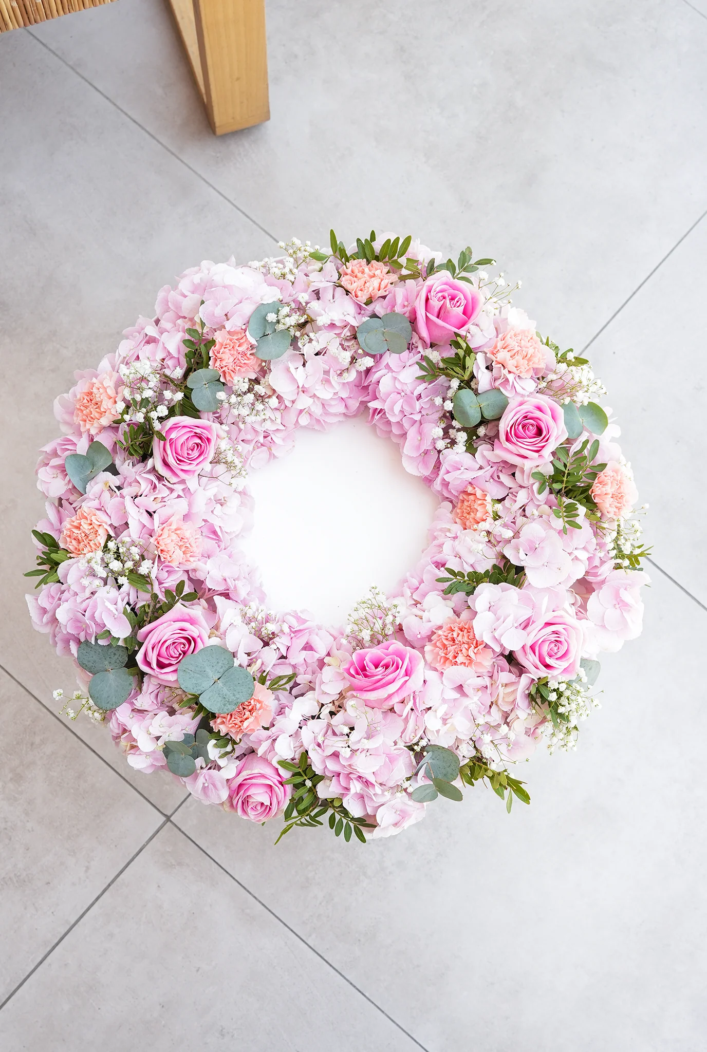 Pretty Pink Funeral Wreath - Image 7