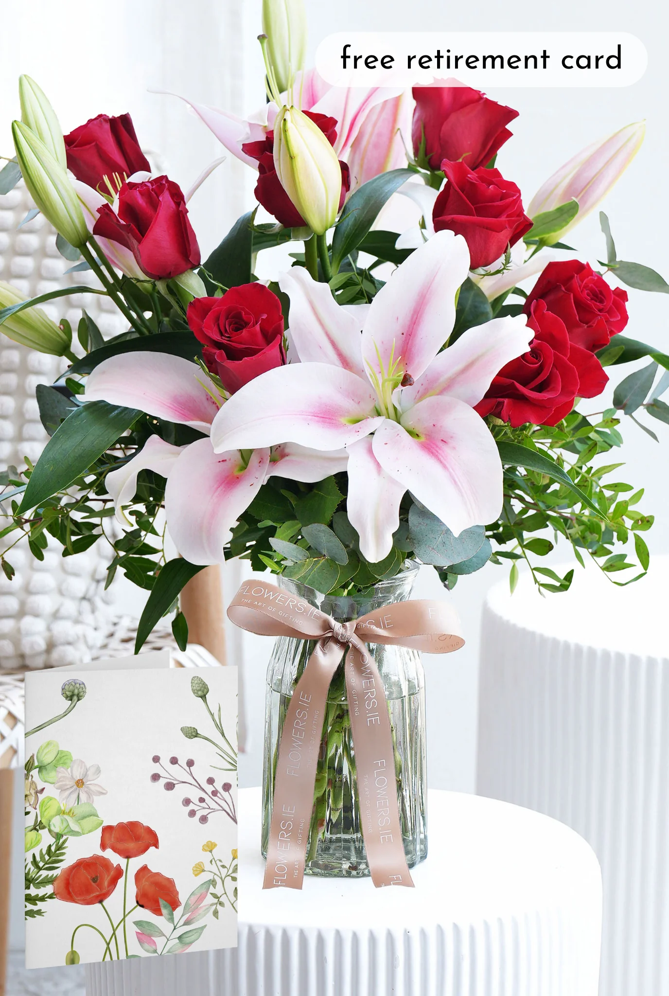 Red Roses and Pink Lily - Vase - Image 3