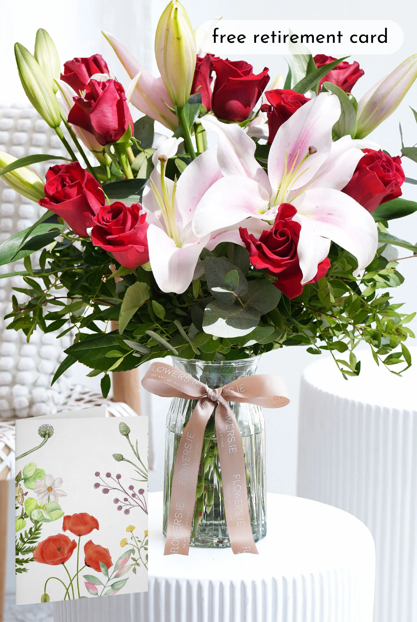 Red Roses and Pink Lily - Vase - Image 4