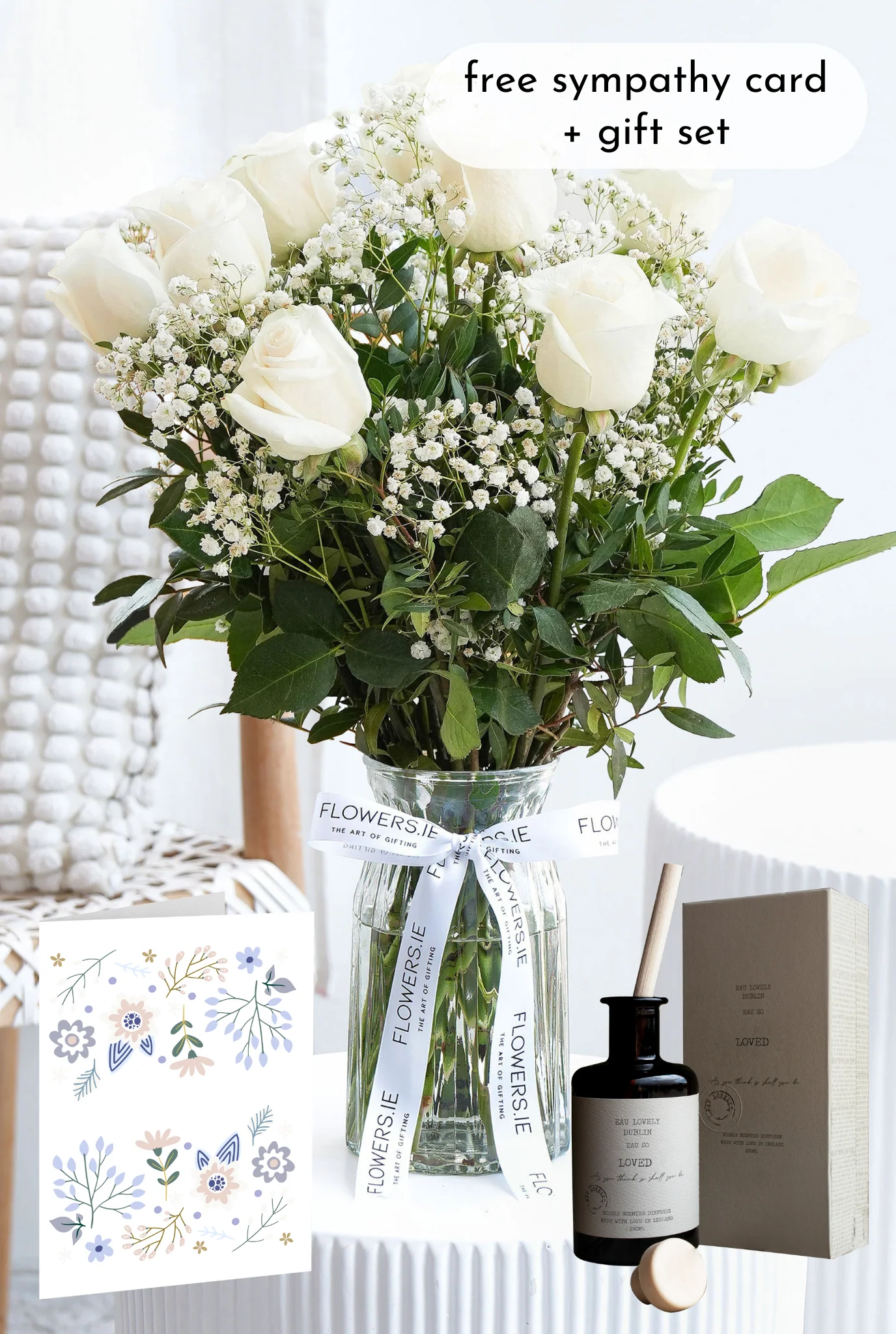 Sympathy 12 White Roses - Vase - Image 7