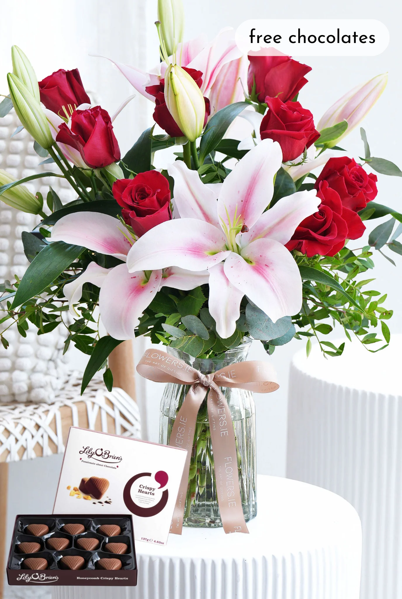 Thank You Red Roses and Pink Lily - Vase - Image 3