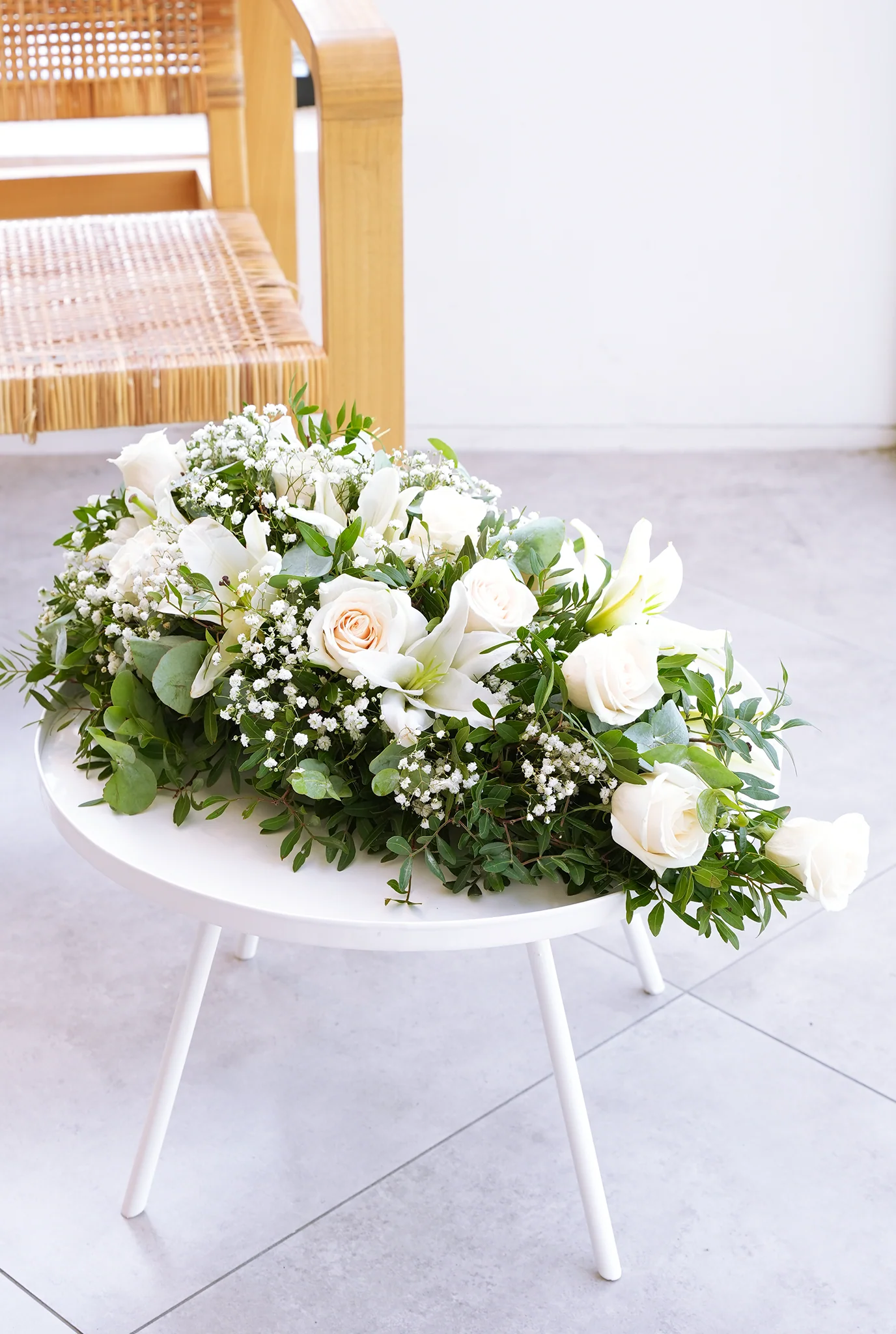 White Roses and White Lily Funeral Spray - Image 6